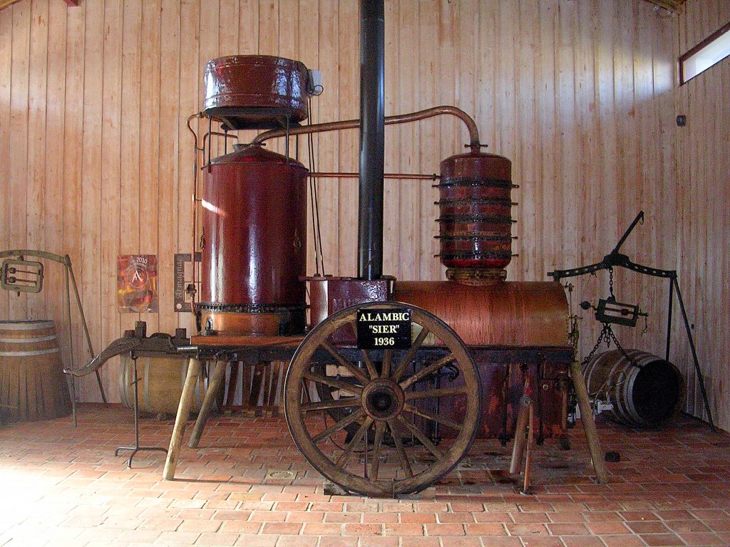 En panna för att destillera Armagnac
